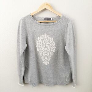 MINT VELVET | Alpaca Blend Gray Jumper Off White Damask Medallion | Size 14